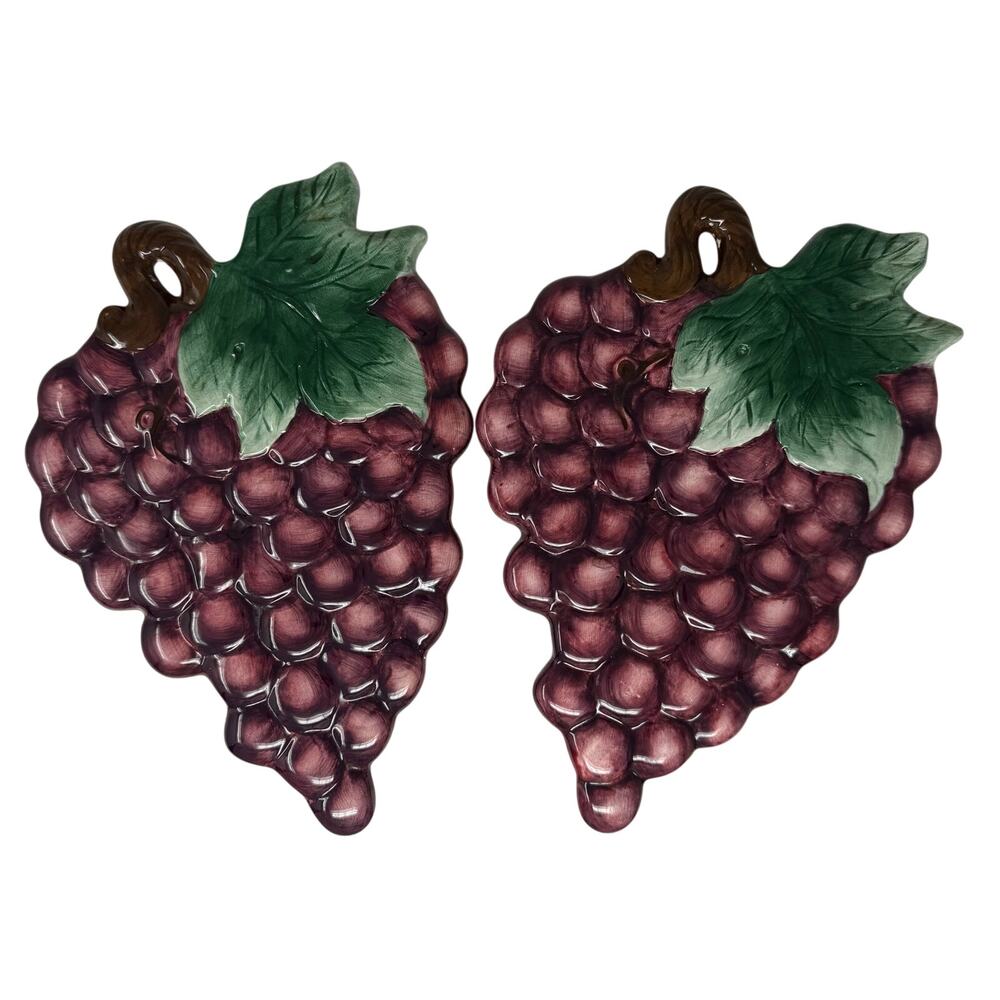 Vintage Ceramic Grape Hot Pads Set of 2 Kitchen Trivets